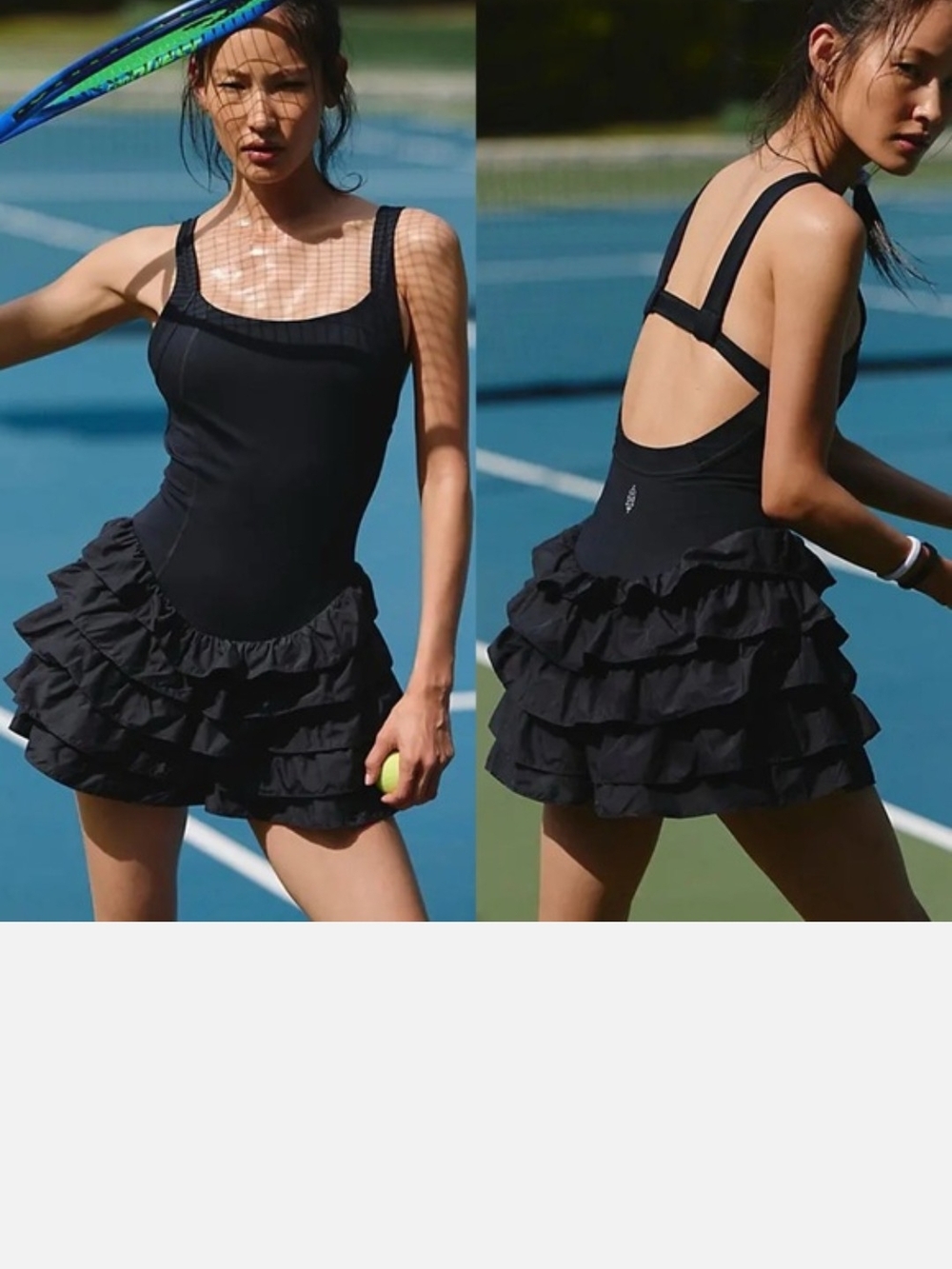 FP Movement Black Ruffle Tiered One-Piece Romper